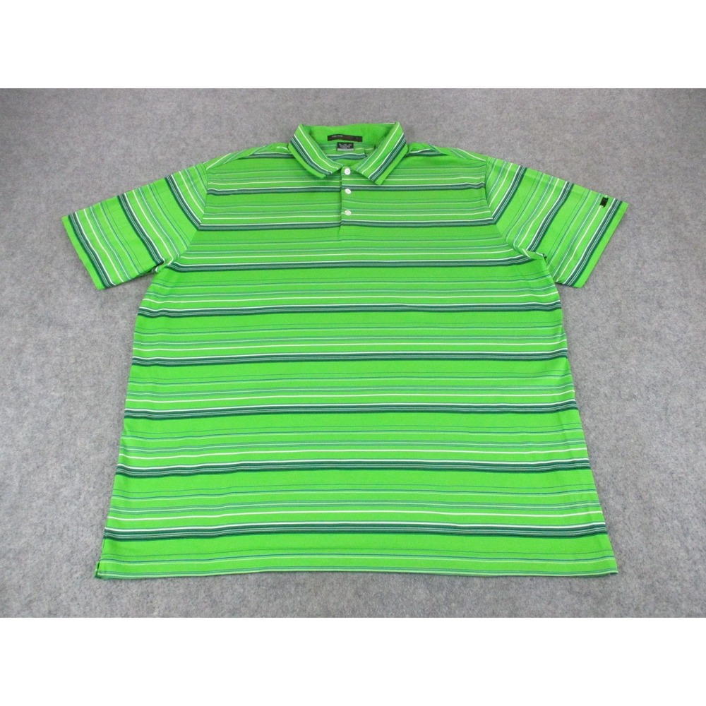 Tiger Woods Polo Shirt Mens 2XL XXL Green White Collection Nike Striped Golf